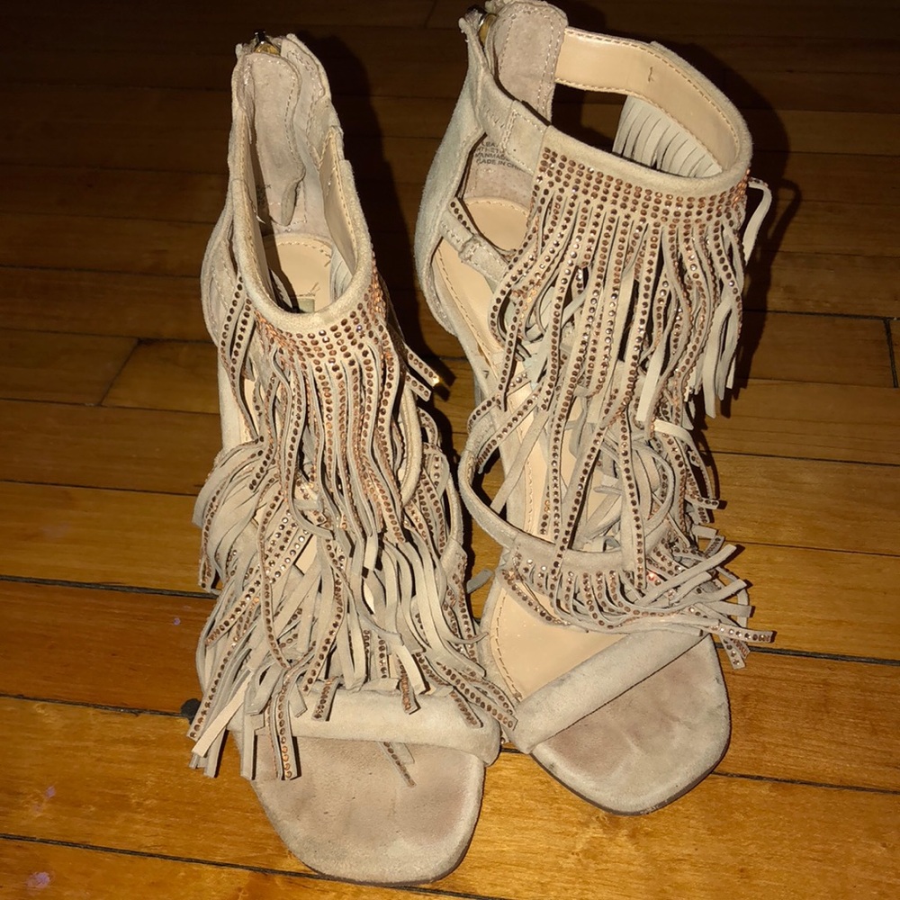 Steve Madden Nude Fringe Heels